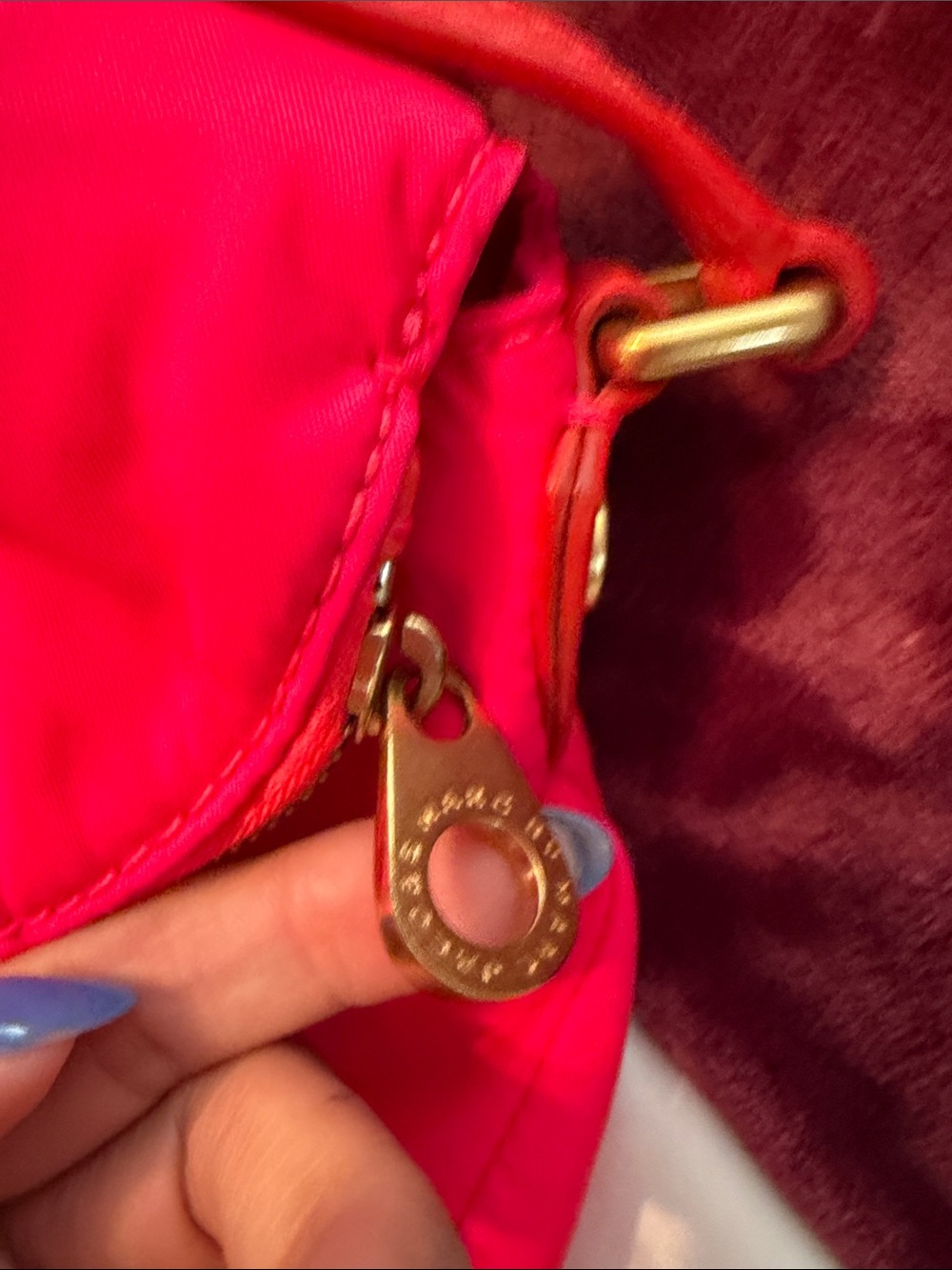 Marc by Marc Jacobs Preppy Natasha Nylon Crossbody in PINK with Orange Trim - Picture 3 of 12
